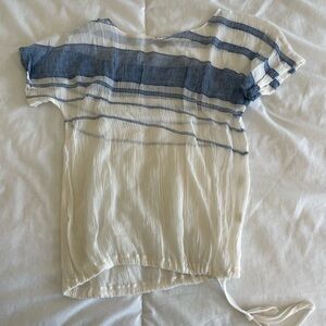 Club Monaco Blue and White Striped Blouse
